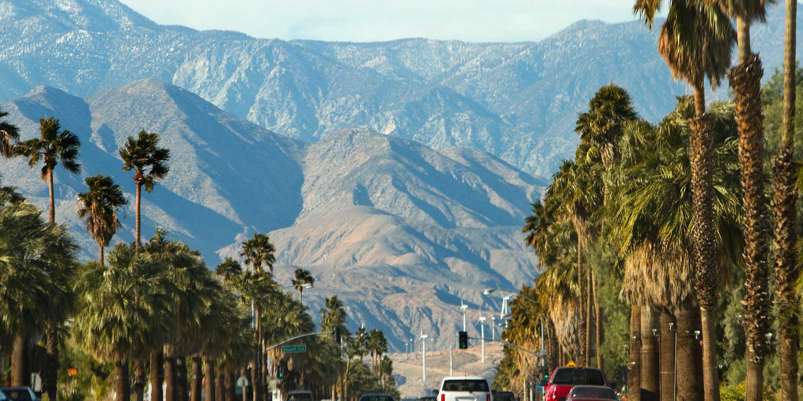 Road in Palm Springs with San Jacinto Mountain in the background